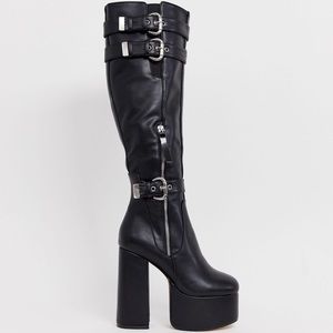 Lamoda UK Black Leather Platform Boots